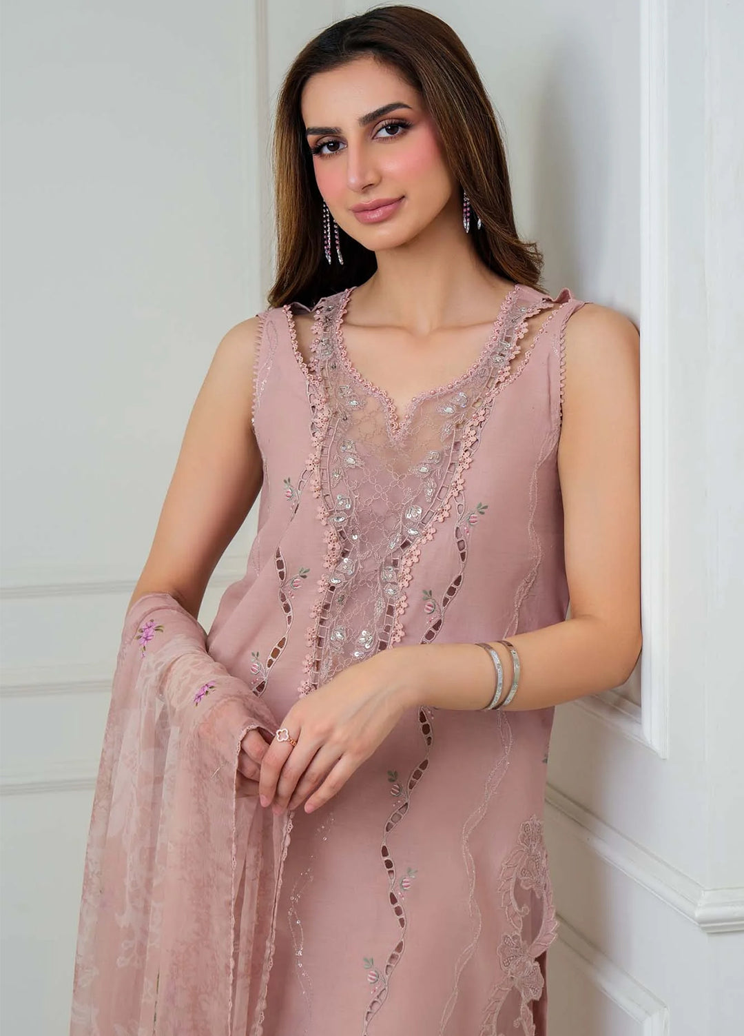 Noor Luxe by Saadia Asad Unstitched Embroidered Lawn 3 Piece Suit SA26UNL D-2A - Summer Collection