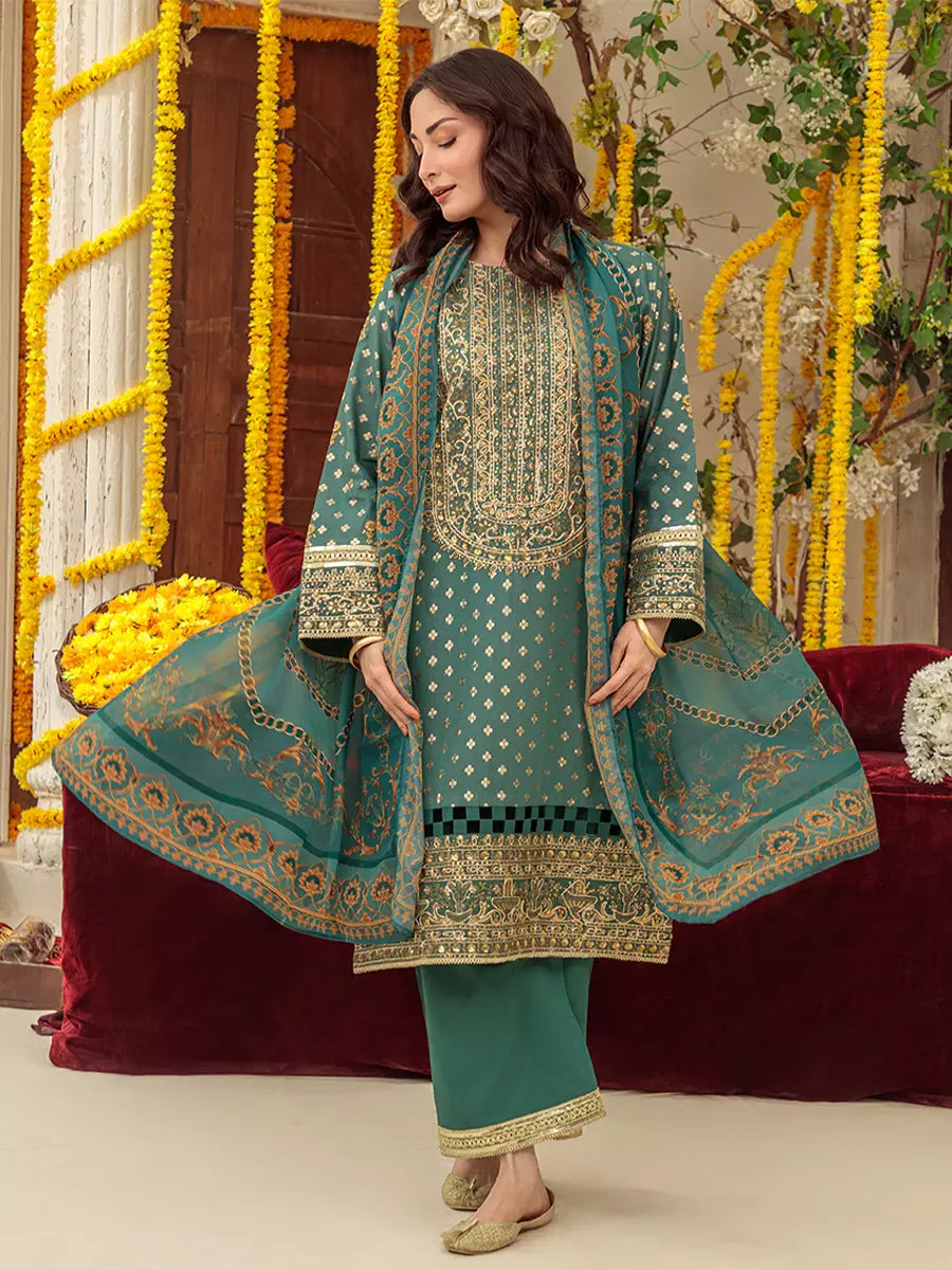 Salitex Unstitched Embroidered Cotton 3 Piece Suit SUNW6NO039UT - Festive Collection