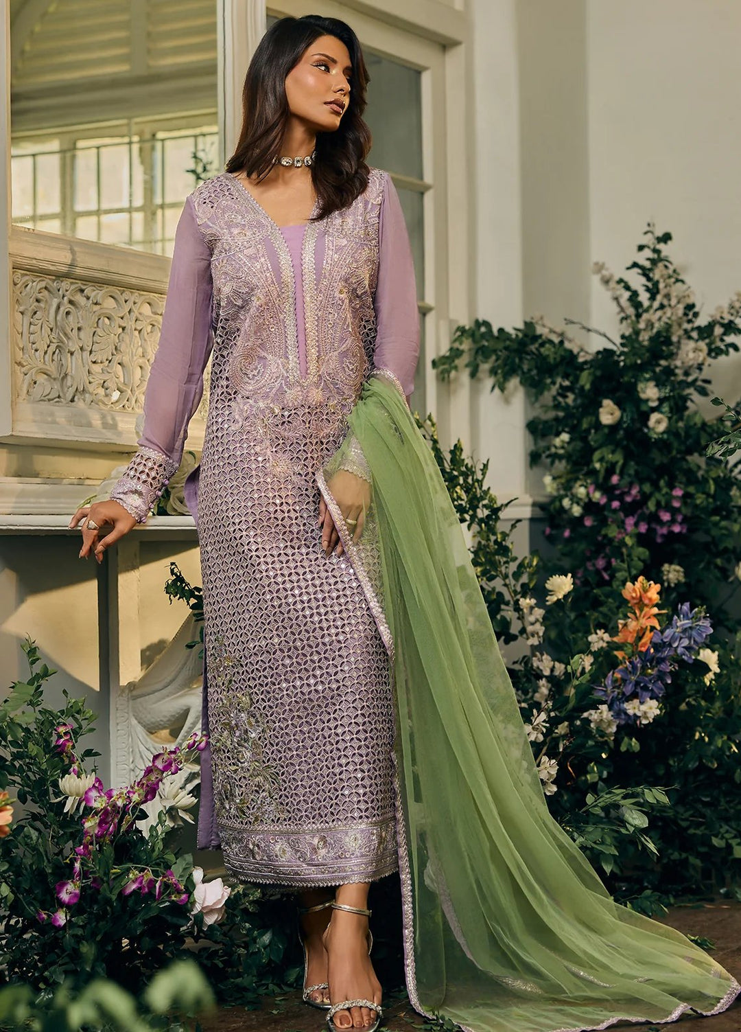 Celine by Charizma Unstitched Embroidered Chiffon 4 Piece Suit CHR26UC Celine CCE6-04 - Festive Collection