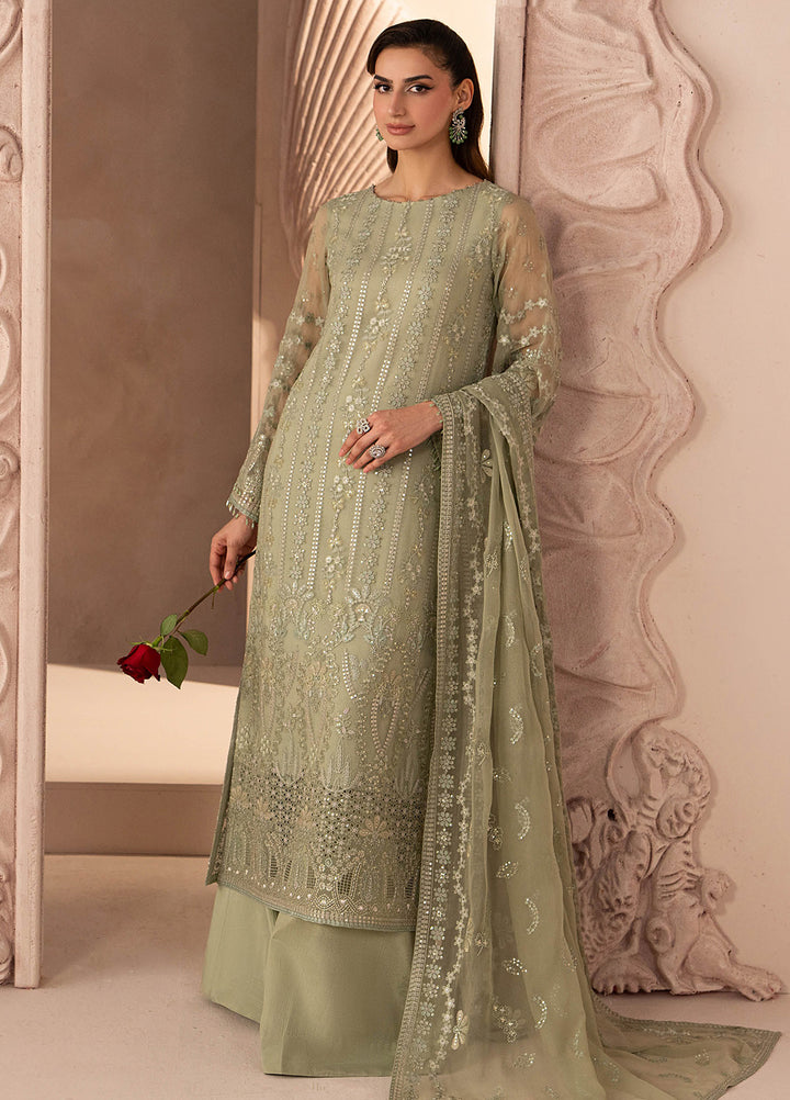 Lamisah by Lavish Premium Unstitched Embroidered Chiffon 3 Piece Suit LVP26UCL Green Petal - Festive Collection
