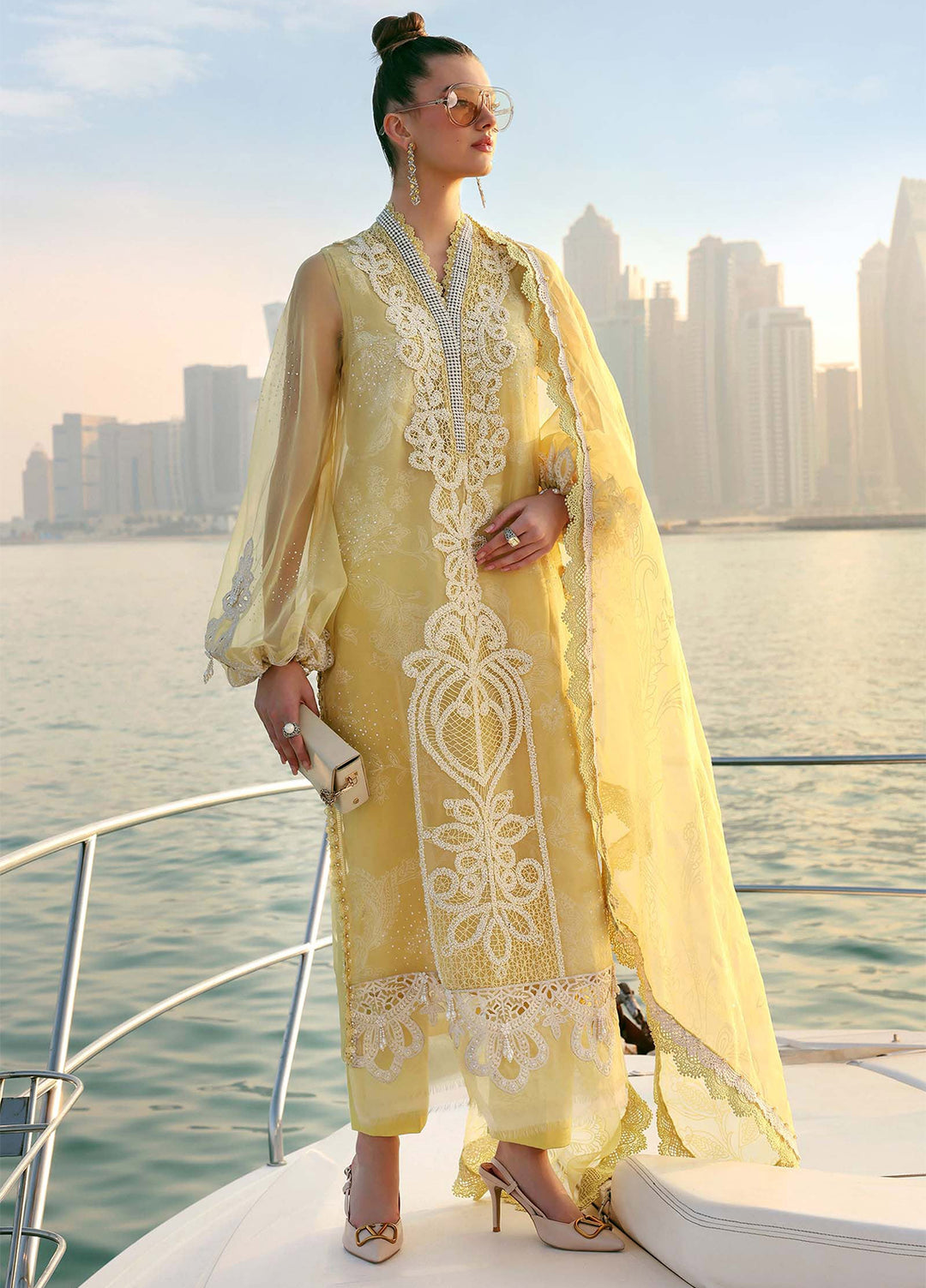 Maria B Unstitched Embroidered Luxury Lawn 3 Piece Suit MB26UEL 4A - Eid Collection