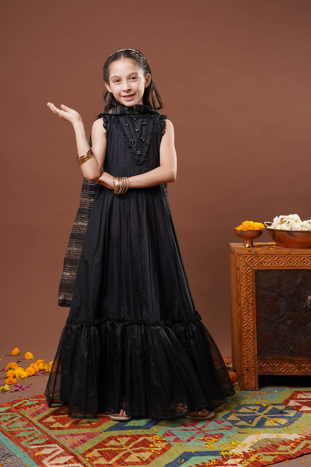 Senorita Girls RTW Embossed Chambray 3 Piece Suit KDD-03283 Eid Collection