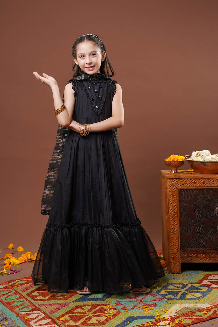 Senorita Girls RTW Embossed Chambray 3 Piece Suit KDD-03283 Eid Collection