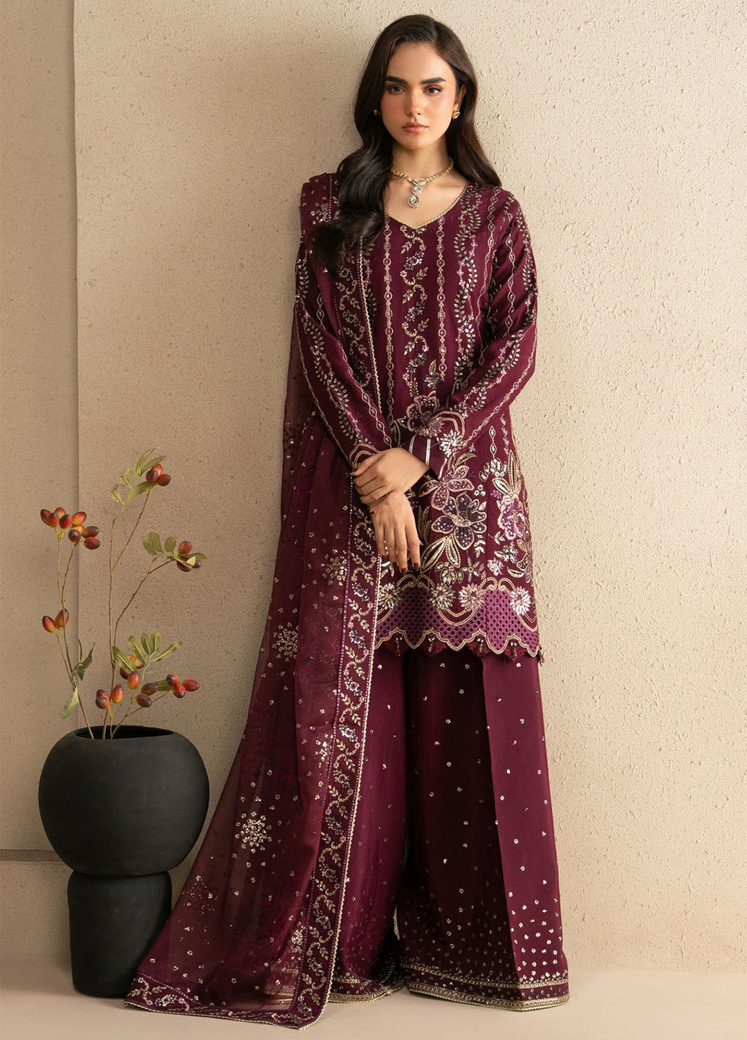 Neoma by Xenia Formals Unstitched Embroidered Korean Silk 3 Piece Suit XE26UNF 04- ARI - Festive Collection
