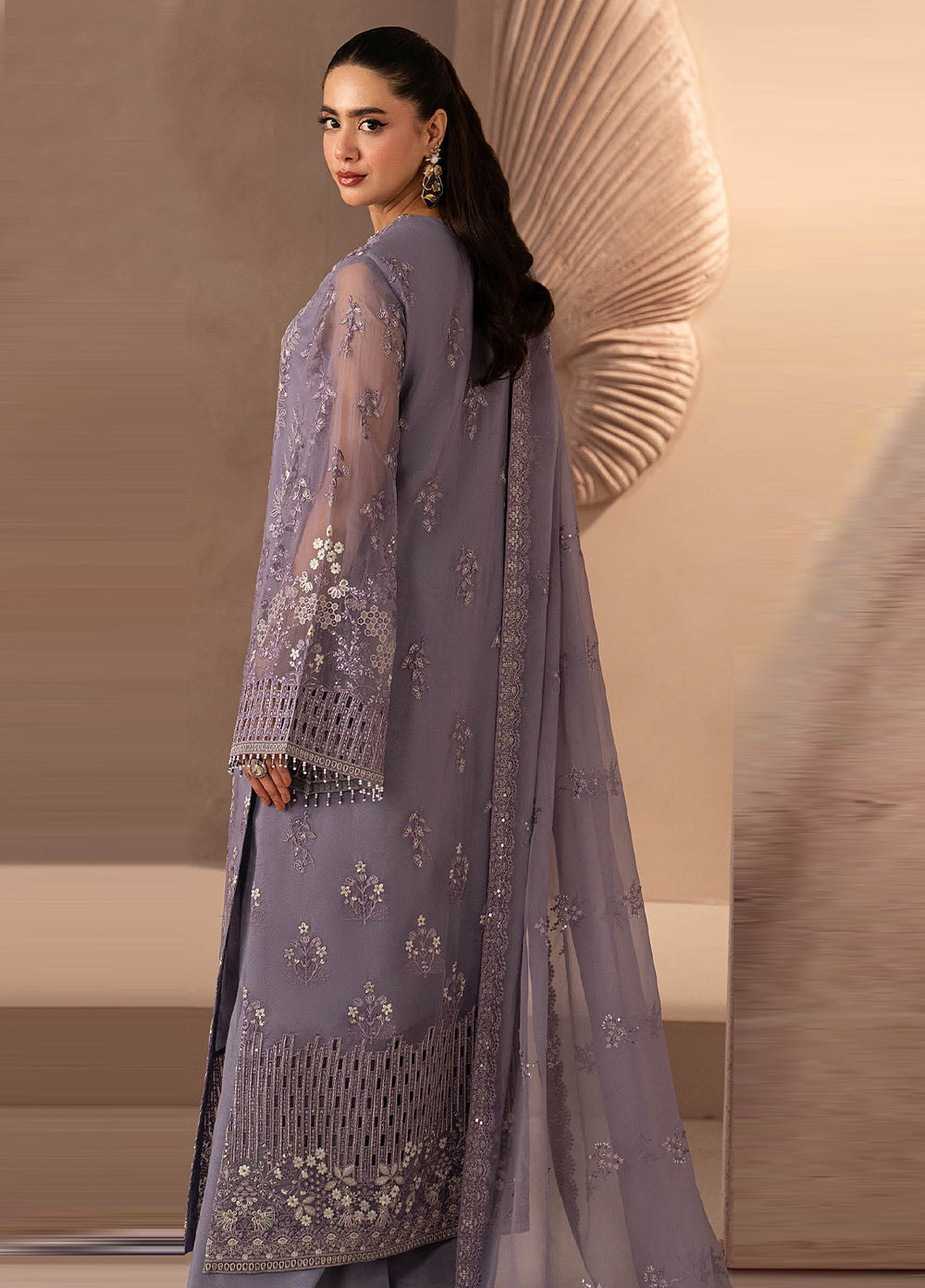 Lamisah by Lavish Premium Unstitched Embroidered Chiffon 3 Piece Suit LVP26UCL Purple Grace - Festive Collection
