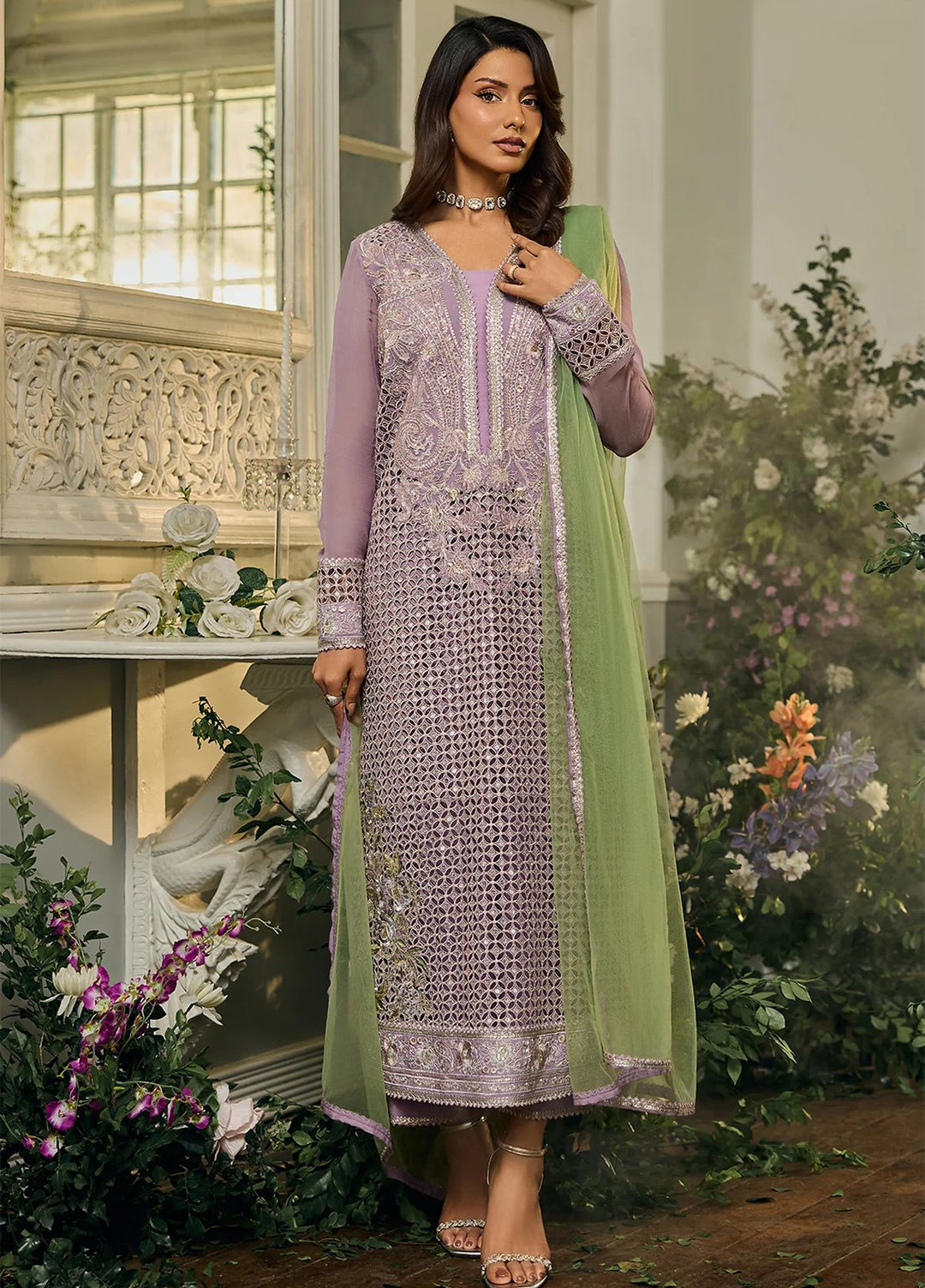 Celine by Charizma Unstitched Embroidered Chiffon 4 Piece Suit CHR26UC Celine CCE6-04 - Festive Collection