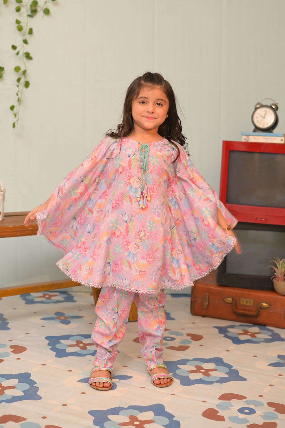 Senorita Kids RTW Purple and Multicolor Casual 2 Piece Suit Polyester Lawn Printed KAC-02938 - Summer Collection
