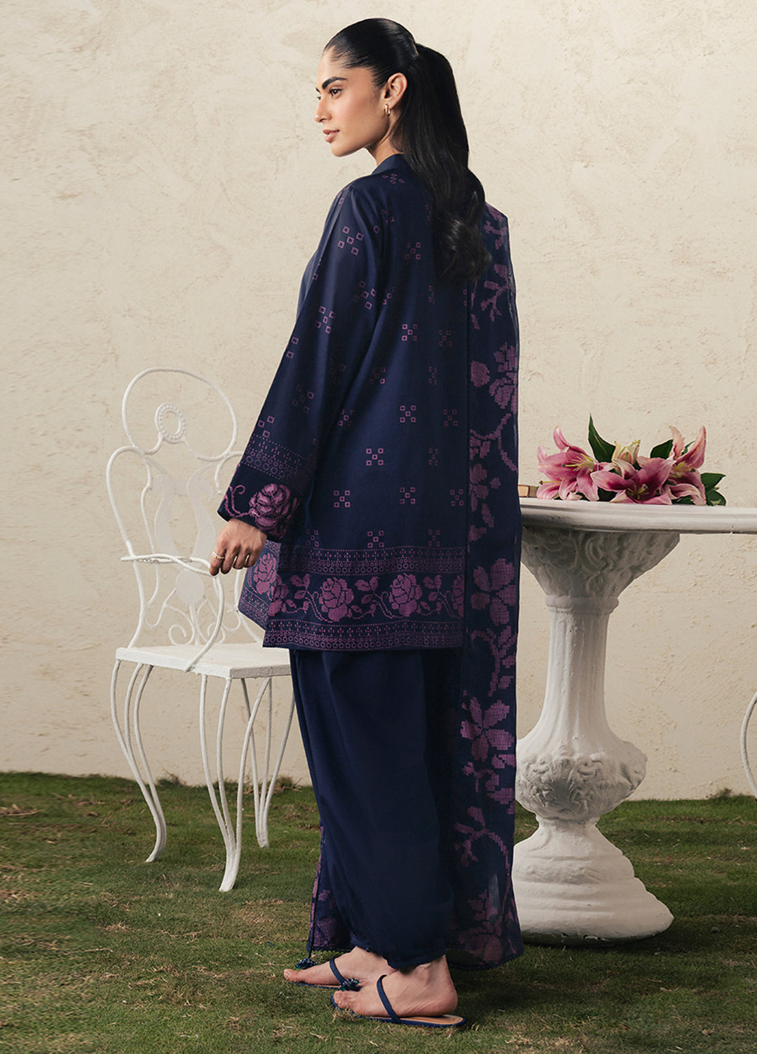 Moonsoon Edit by Cross Stitch Unstitched Printed Cambric 3 Piece Suit CS26UCM Magenta Muse - Casual Collection