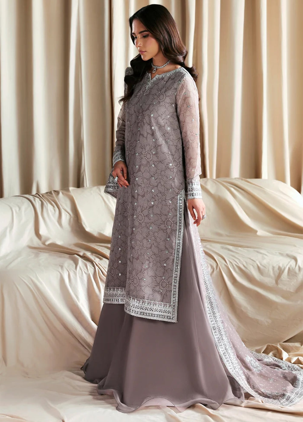 Sirayya by Zarif Unstitched Embroidered Chiffon 3 Piece Suit ZR26US Sitara 05 - Wedding Collection