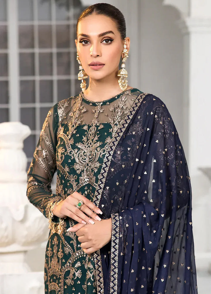 Zarif Embroidered Net Suits Unstitched 3 Piece ZR25UF ZDL-09 Meadow - Luxury Collection