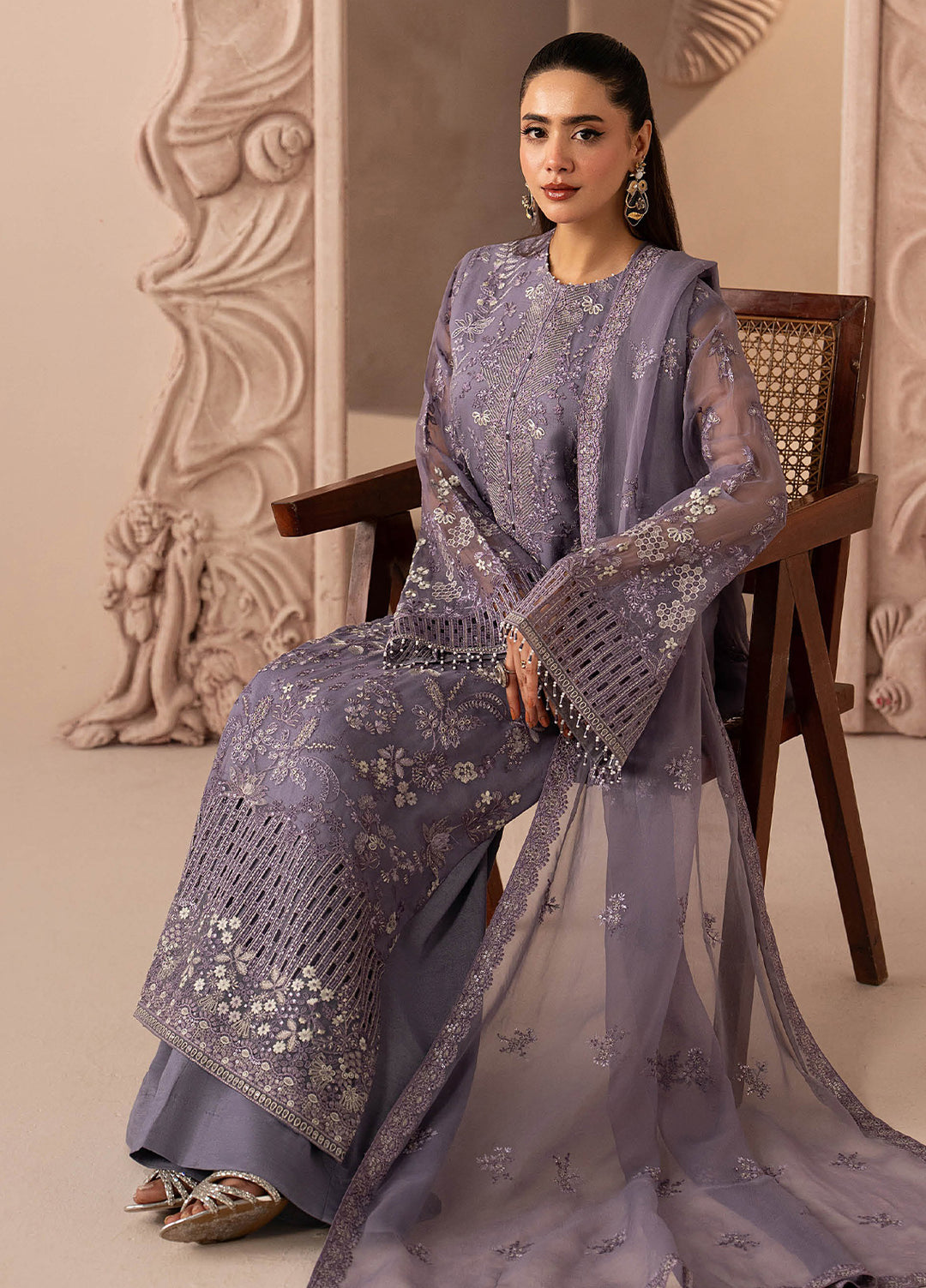 Lamisah by Lavish Premium Unstitched Embroidered Chiffon 3 Piece Suit LVP26UCL Purple Grace - Festive Collection
