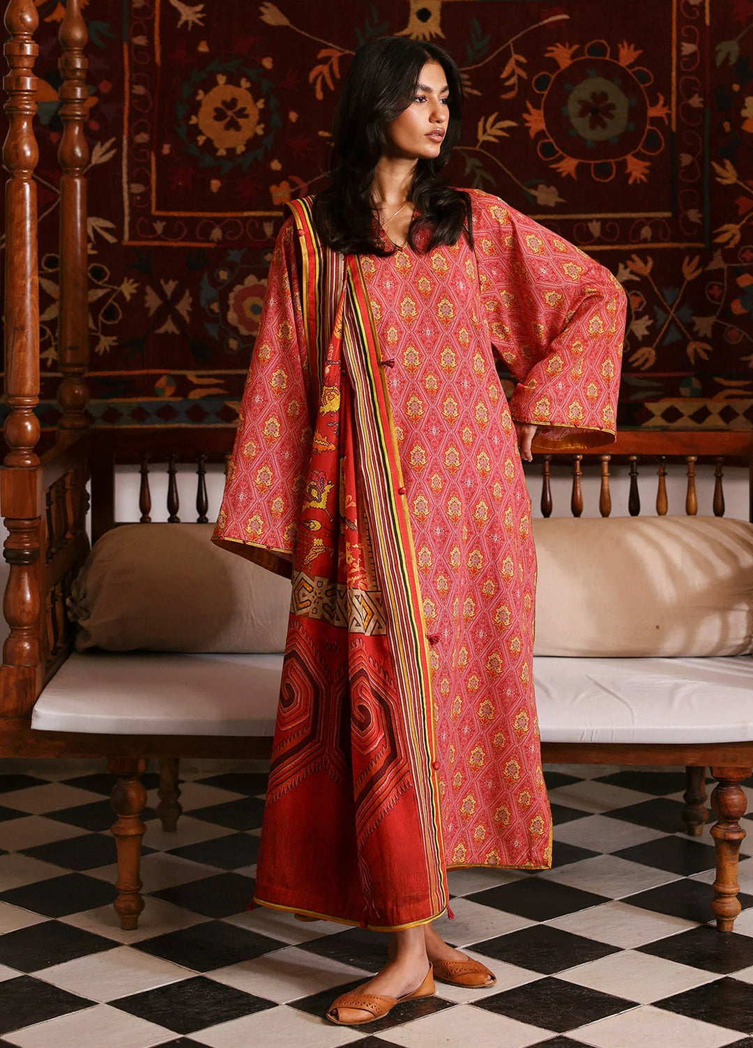 Amaya by Zaha Unstitched Printed Lawn 3 Piece Suit ZK26UAL Mehr APL26-07 - Casual Collection