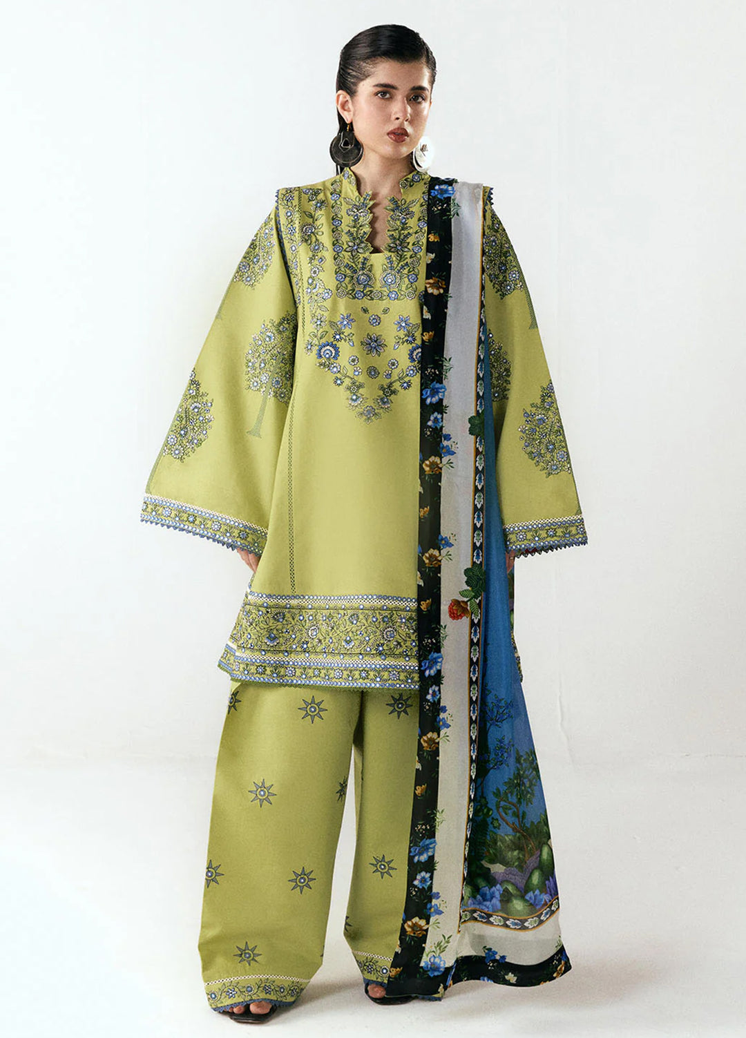 Jugnu by Hussain Rehar Unstitched Embroidered Cotton 3 Piece Suit HR26UCJ Mai JUG-LD D#1279 - Eid Collection