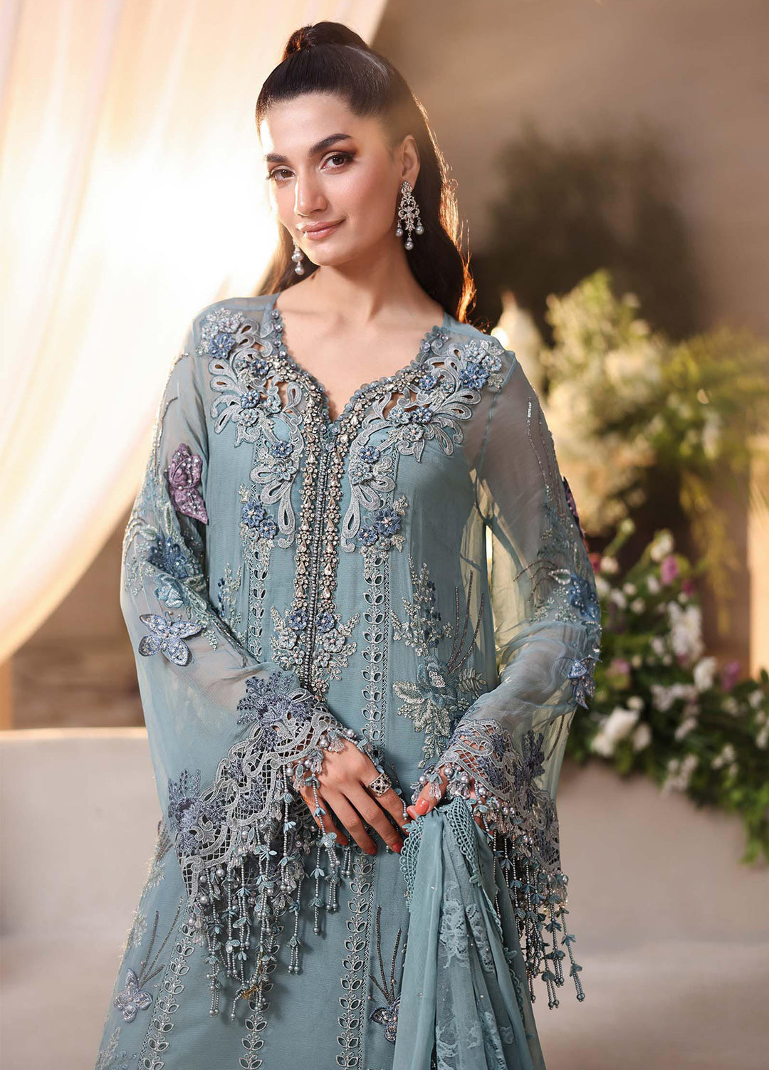 Maria B Unstitched Embroidered Chiffon 3 Piece Suit MB26UCF D6 - Festive Collection