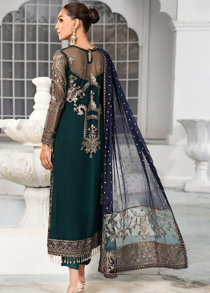 Zarif Embroidered Net Suits Unstitched 3 Piece ZR25UF ZDL-09 Meadow - Luxury Collection