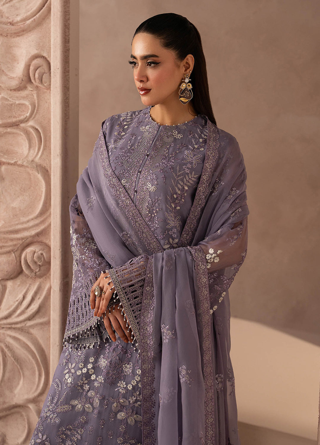 Lamisah by Lavish Premium Unstitched Embroidered Chiffon 3 Piece Suit LVP26UCL Purple Grace - Festive Collection