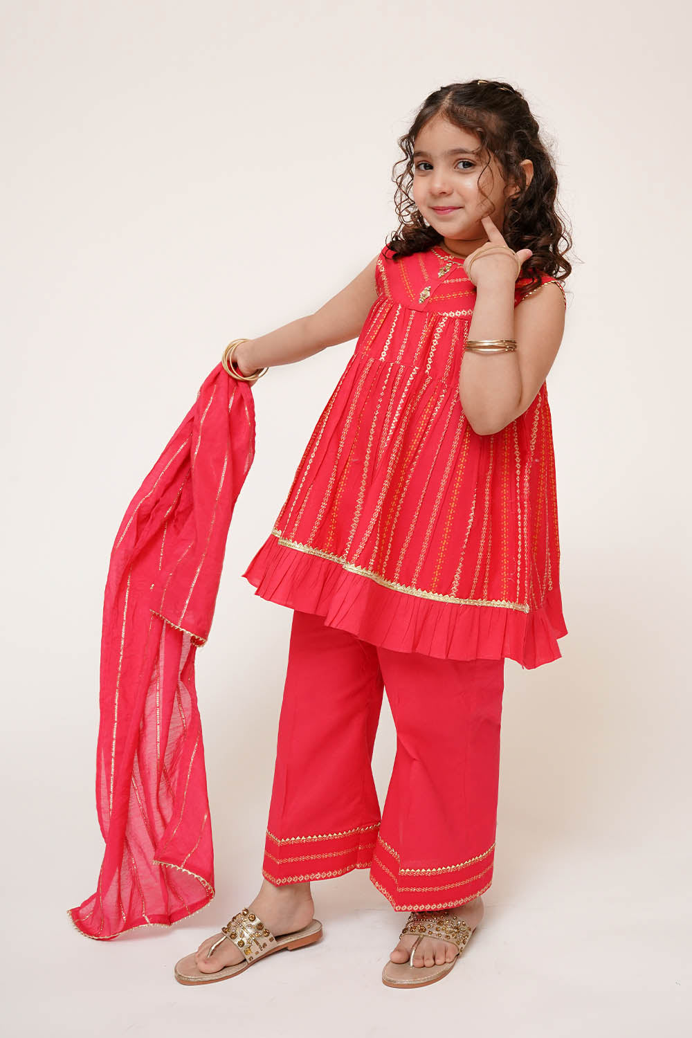 Senorita Girls RTW Solids Dobby Cotton 3 Piece Suit KBD-03458 Eid Collection
