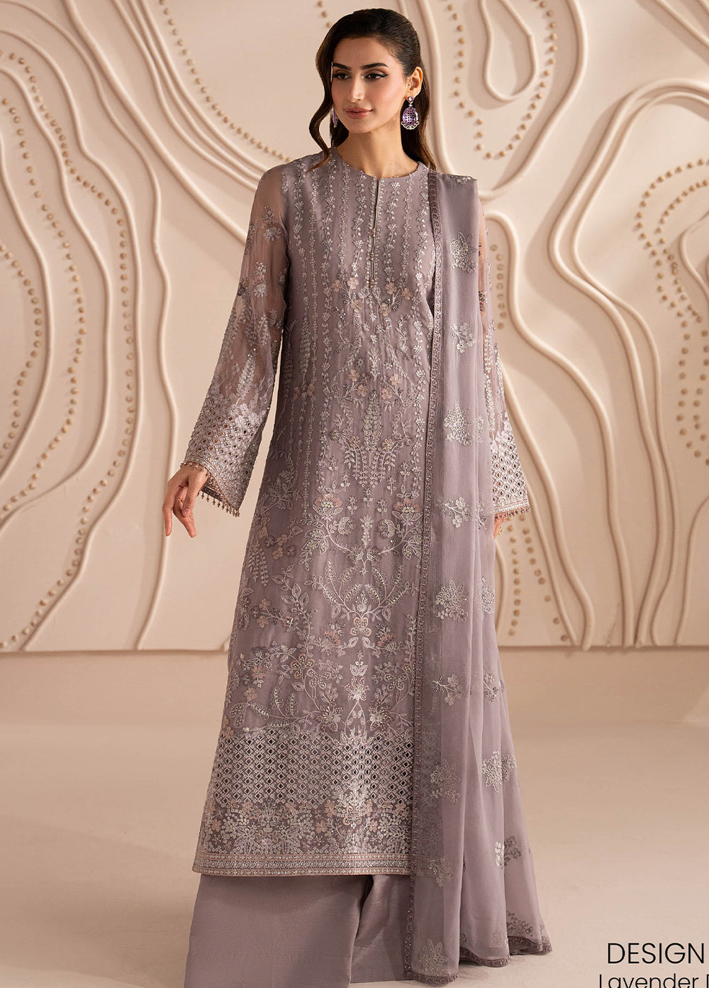 Lamisah by Lavish Premium Unstitched Embroidered Chiffon 3 Piece Suit LVP26UCL Lavender Dream - Festive Collection