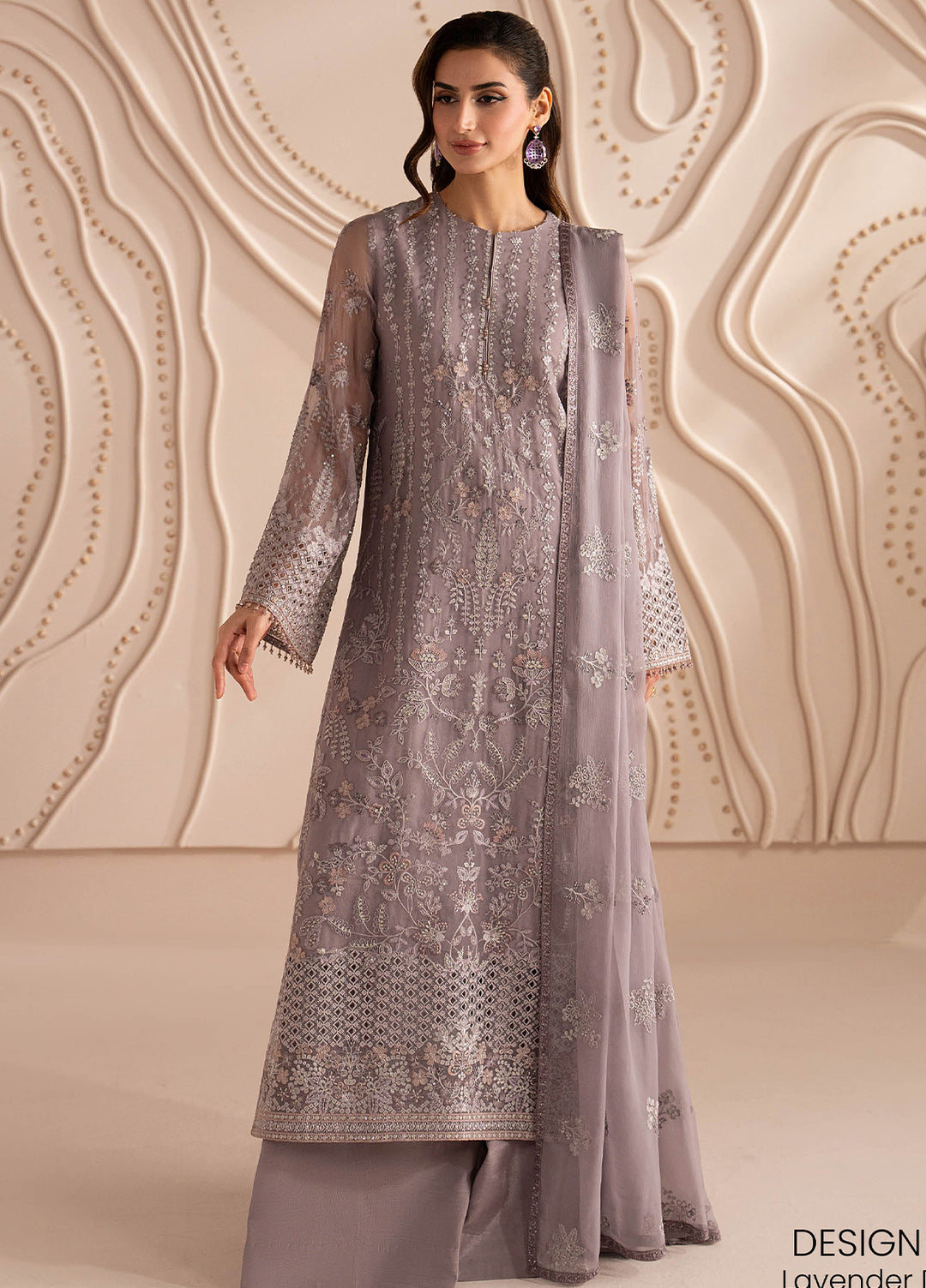 Lamisah by Lavish Premium Unstitched Embroidered Chiffon 3 Piece Suit LVP26UCL Lavender Dream - Festive Collection