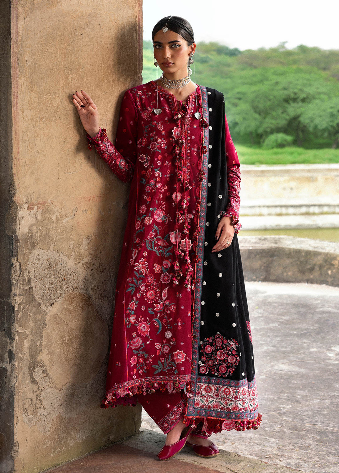 Hussain Rehar Unstitched Karandi Winter Embroidered Suits 3 Piece HRR25K Pankhuri - Winter Collection