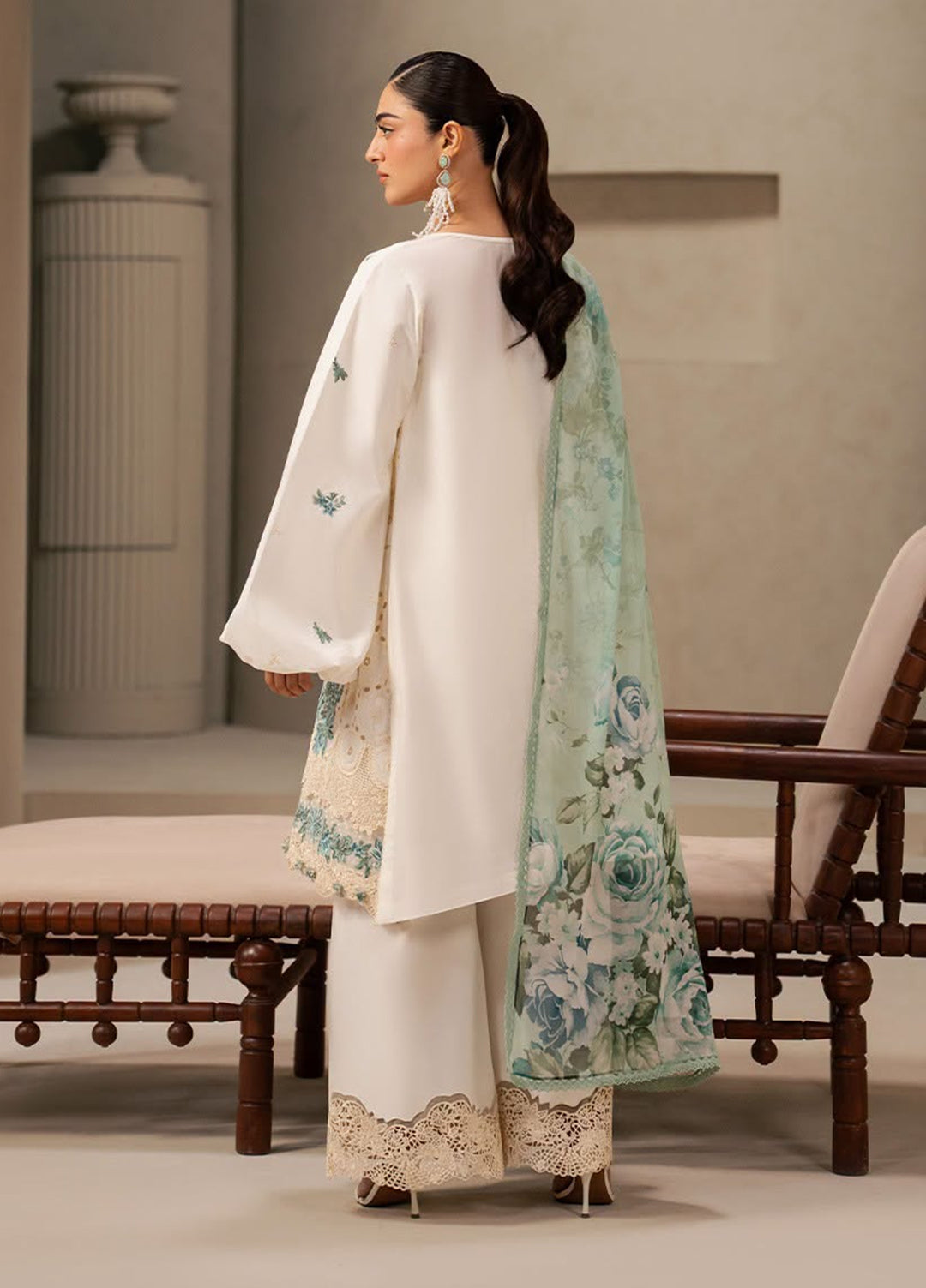 E-Craft by Elaf Unstitched Embroidered Lawn 3 Piece Suit EHC-1A Vanilla - Casual Collection