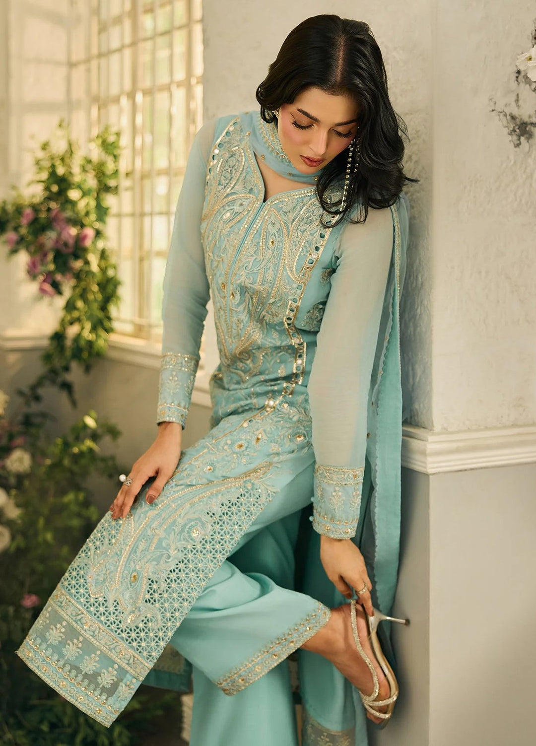 Celine by Charizma Unstitched Embroidered Chiffon 4 Piece Suit CHR26UC Celine CCE6-06 - Festive Collection