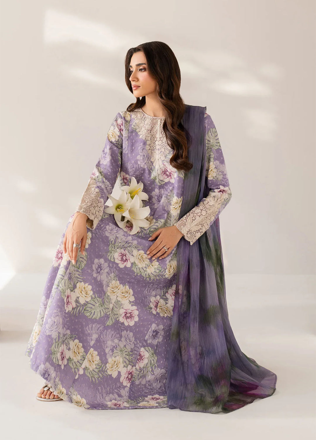 Xenia Formals Unstitched Embroidered Lawn 3 Piece Suit XE26ULS D-01 Rouvi - Summer Collection