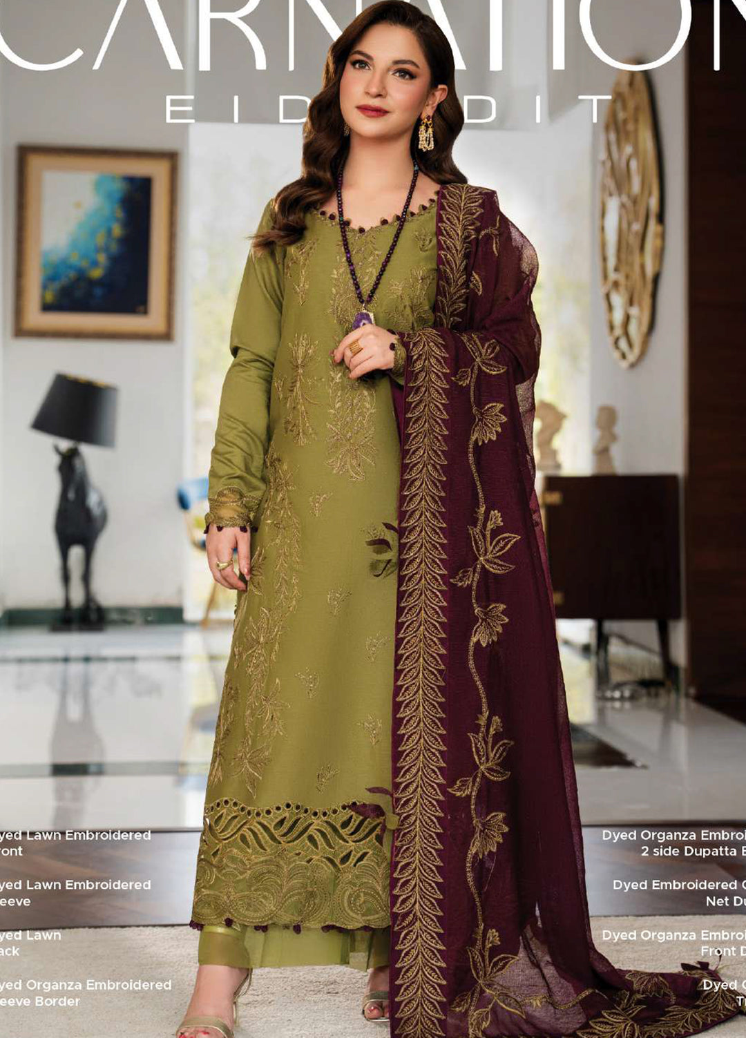 Carnation by Rang Rasiya Unstitched Embroidered Lawn 3 Piece Suit RR26UCL D6 IRHA - Eid Collection