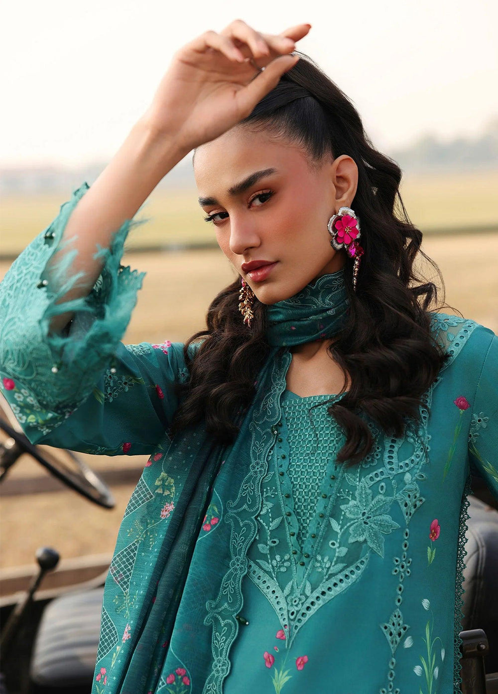 Sardinia Unstitched Embroidered Lawn 3 Piece Suit SRD26ULF D-11 TEALWOOD - Festive Collection