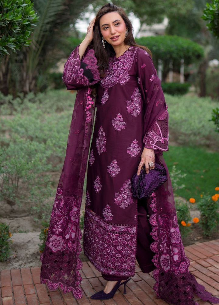 Aura of Flora by Zarizaa Unstitched Embroidered Lawn 3 Piece Suit BERRY Lawn Collection