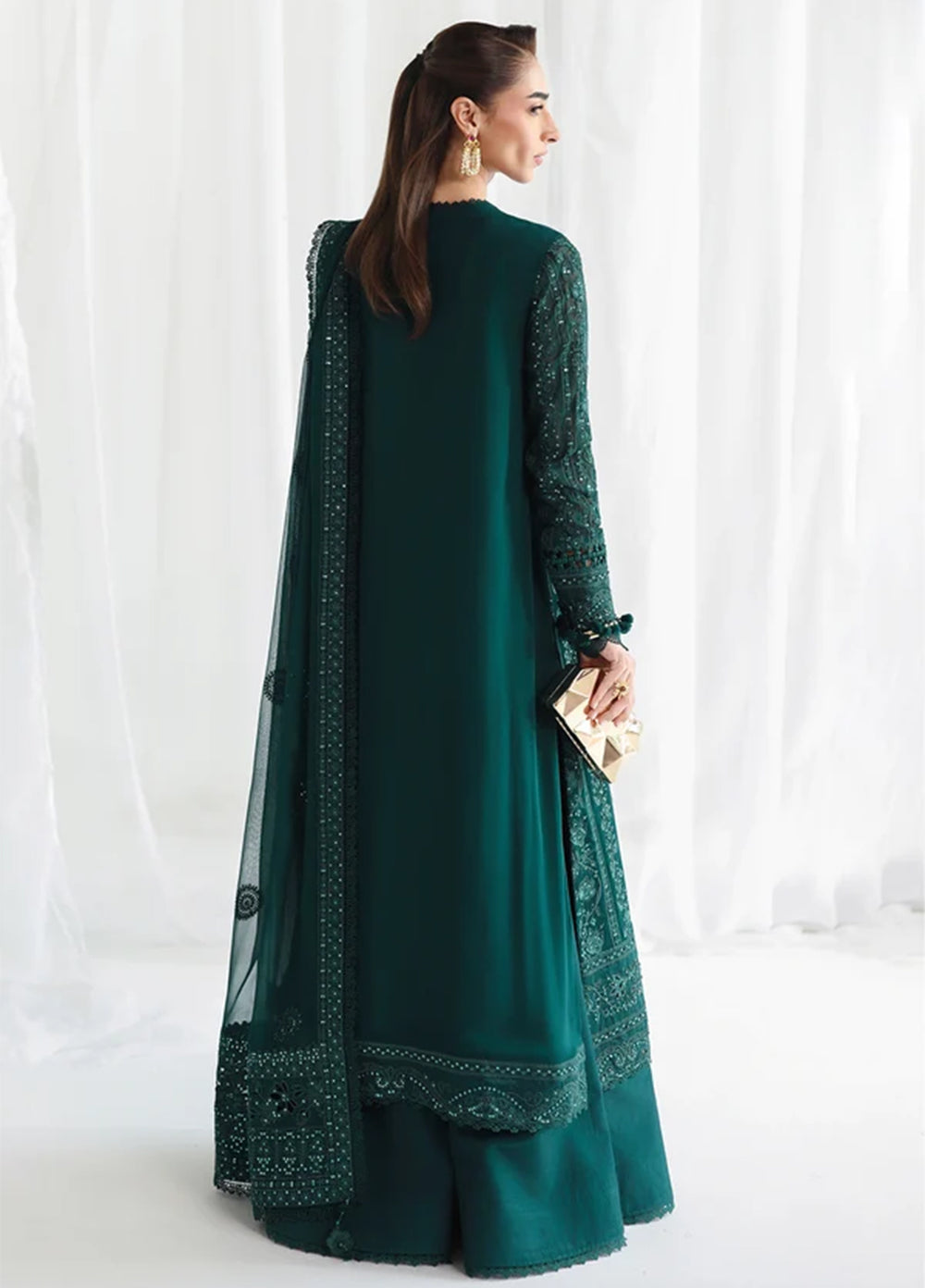 Qalamkar Unstitched Embroidered Chiffon 3 Piece Suit QLK26UCF Janaan QCC-05 - Festive Collection