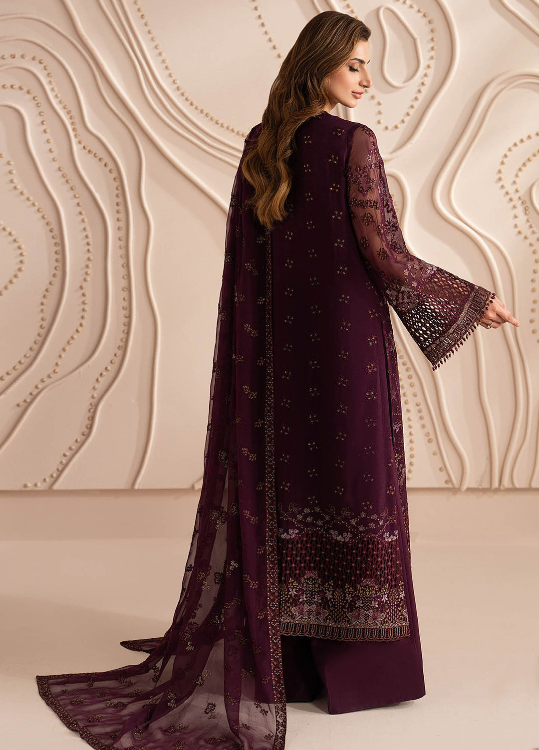Lamisah by Lavish Premium Unstitched Embroidered Chiffon 3 Piece Suit LVP26UCL Crimson Bloom - Festive Collection