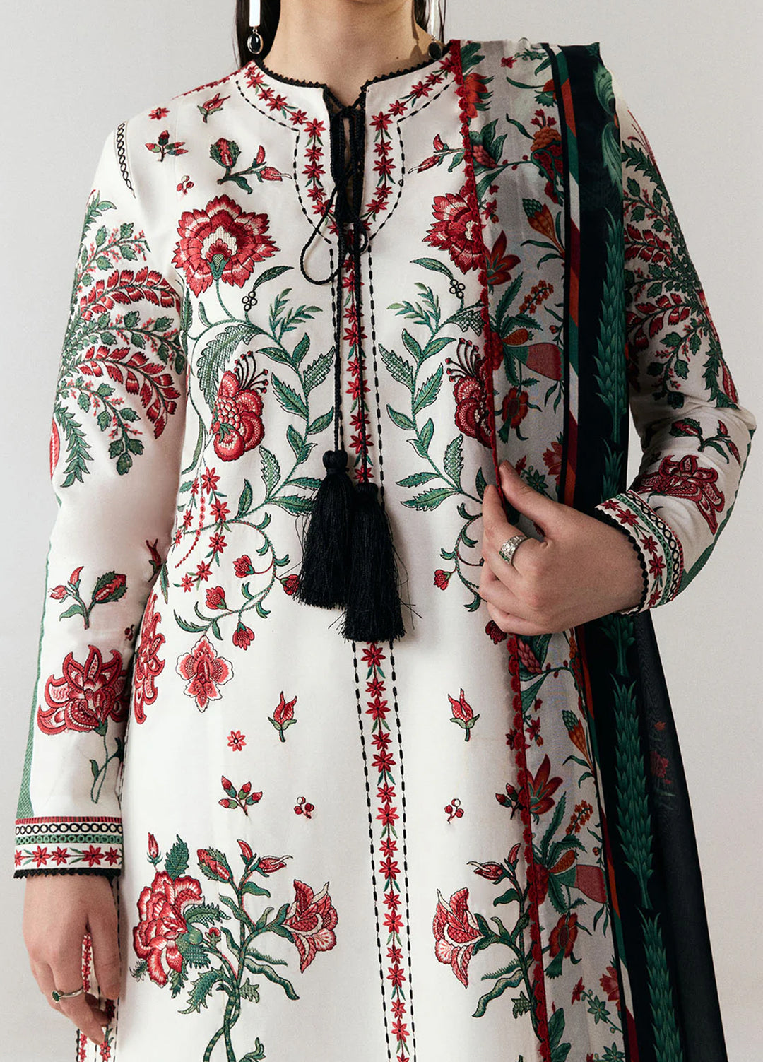 Jugnu by Hussain Rehar Unstitched Embroidered Cotton 3 Piece Suit HR26UCJ Inali JUG-LD D#1278 - Eid Collection
