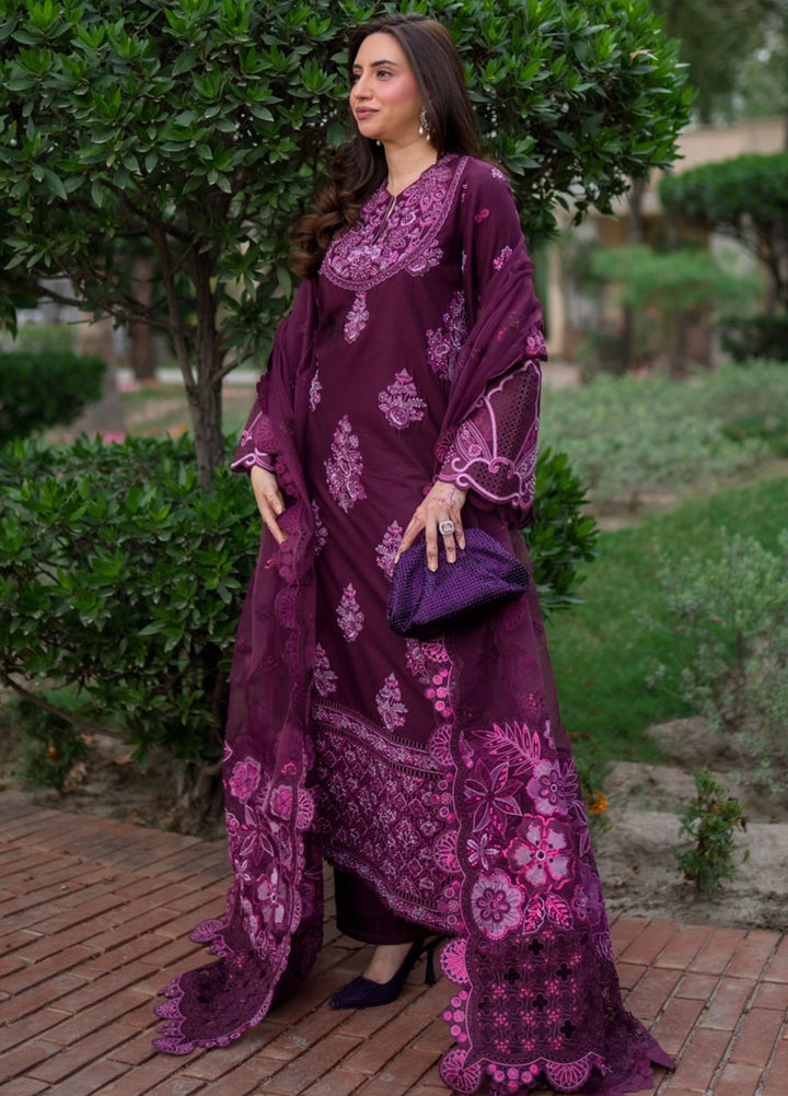 Aura of Flora by Zarizaa Unstitched Embroidered Lawn 3 Piece Suit BERRY Lawn Collection