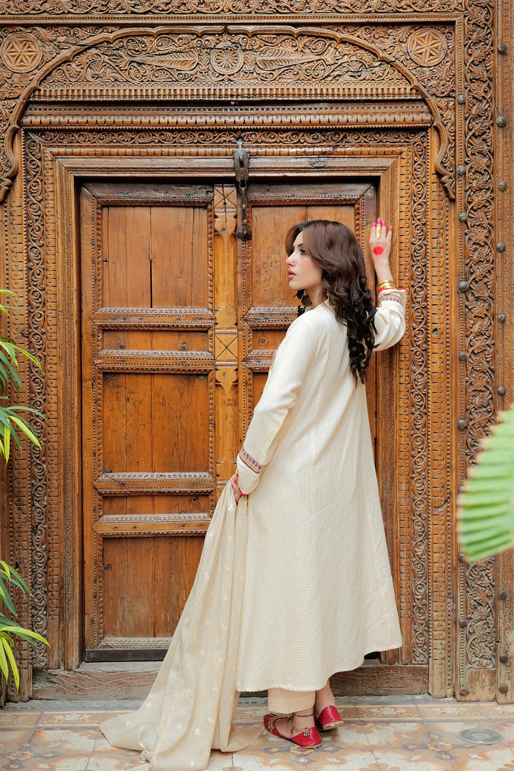 Senorita Women RTW Women Solids Fawn and Gold Casual plus 3 Piece Suit Cotton Jacquard Dobby LBD-02621 - Winter Collection