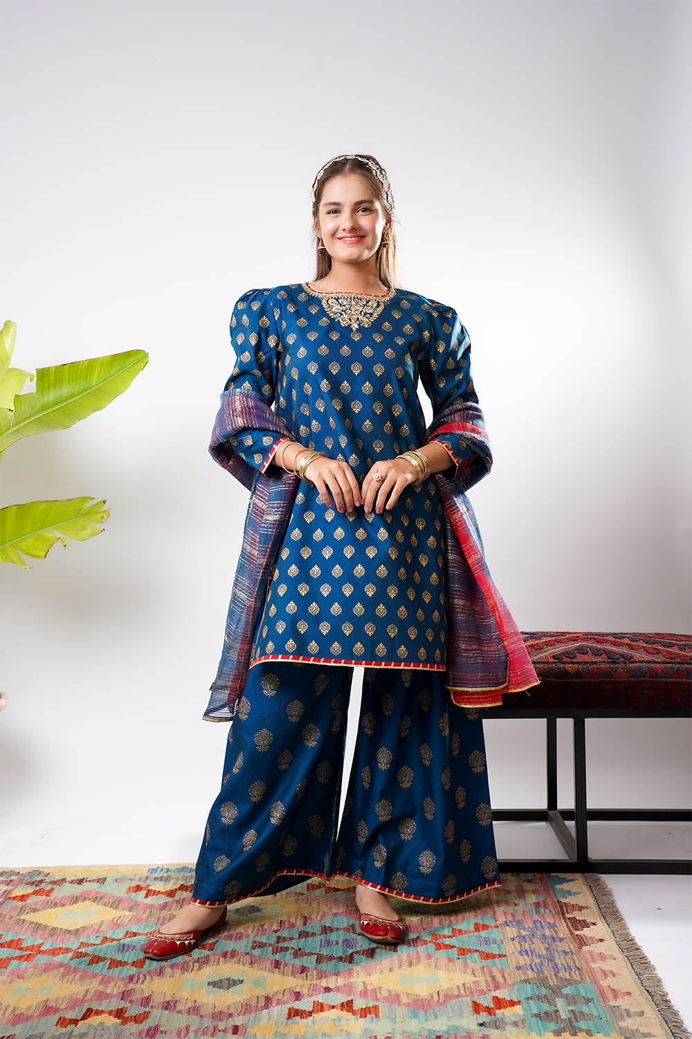 Senorita Girls RTW Solids Chambray 3 Piece Suit GDD-03254 Eid Collection