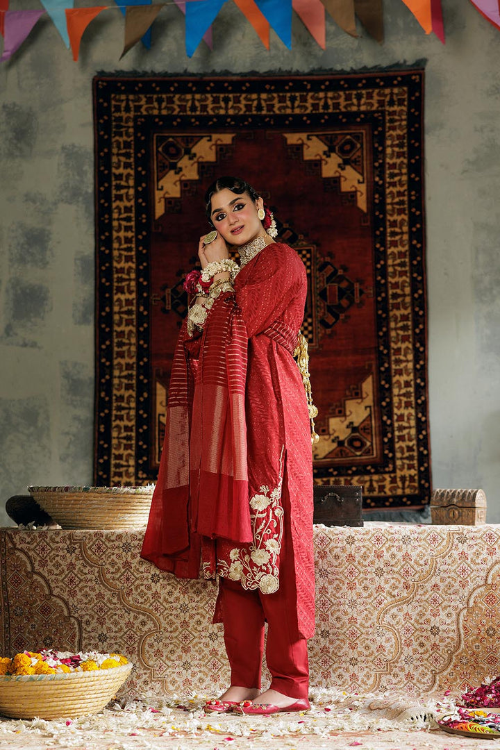 Senorita Women RTW Women Solids Maroon and Gold Casual Plus 3 Piece Suit Cotton Viscose Filament Jacquard LBD-02892 - Winter Collection