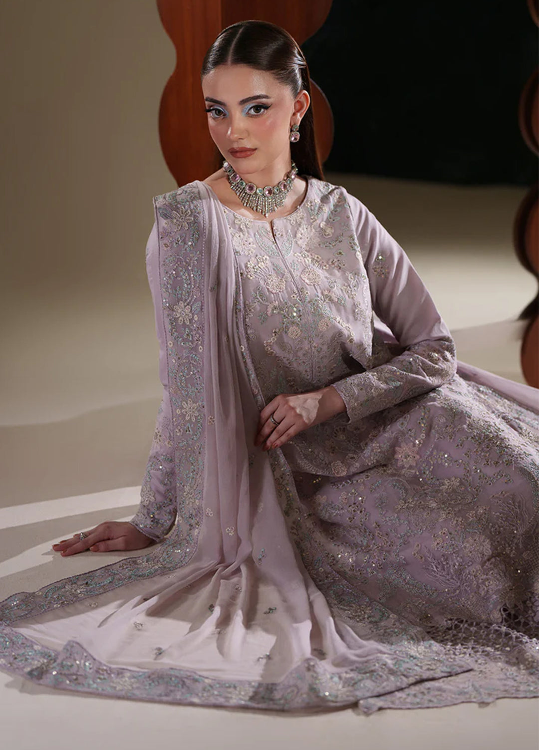 Nouvelle by Emaan Adeel Unstitched Embroidered Chiffon 3 Piece Suit EA26UNC Mira - Festive Collection