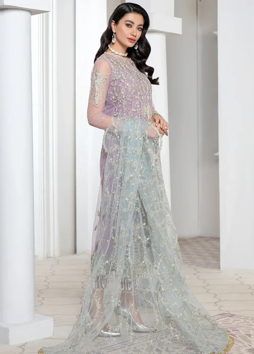 Pareesia by Zarif Embroidered  Suits Unstitched 3 Piece ZR25UF ZP 07 LILAC - Luxury Collection