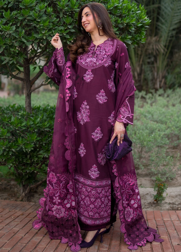 Aura of Flora by Zarizaa Unstitched Embroidered Lawn 3 Piece Suit BERRY Lawn Collection