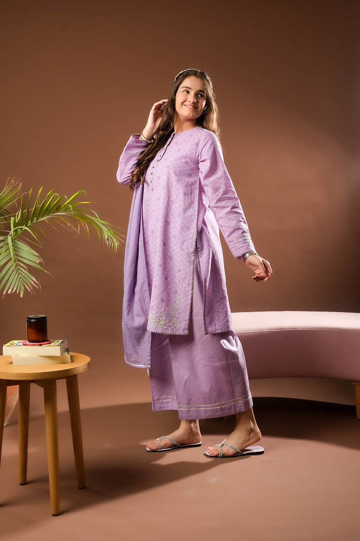 Senorita Girls RTW Embroidered Dobby Cotton 3 Piece Suit GBD-03385 Eid Collection