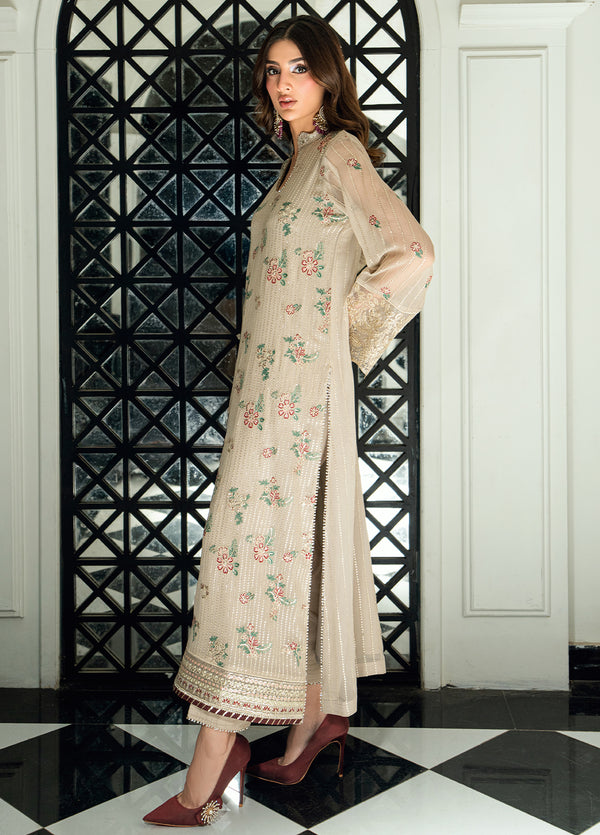 Maison d'or by Sahane RTW Embroidered Chiffon 3 Piece Suit CT 27005P Champagne - Festive Collection