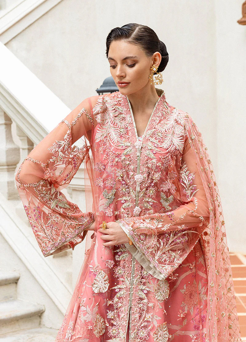 Inception by Mushq Embroidered Net Suits Unstitched 4 Piece MQ25IW D-06 Wings Of Desire - Wedding Collection