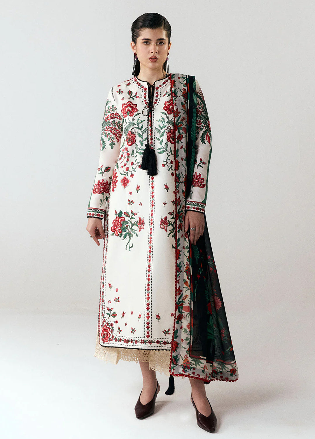 Jugnu by Hussain Rehar Unstitched Embroidered Cotton 3 Piece Suit HR26UCJ Inali JUG-LD D#1278 - Eid Collection