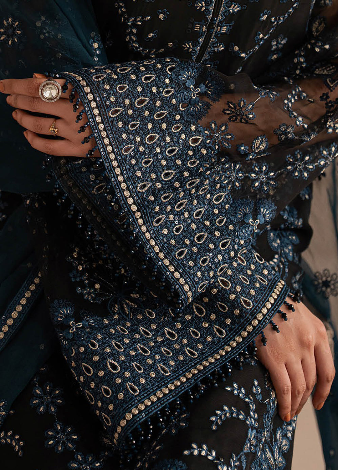 Lamisah by Lavish Premium Unstitched Embroidered Chiffon 3 Piece Suit LVP26UCL Black Noir - Festive Collection