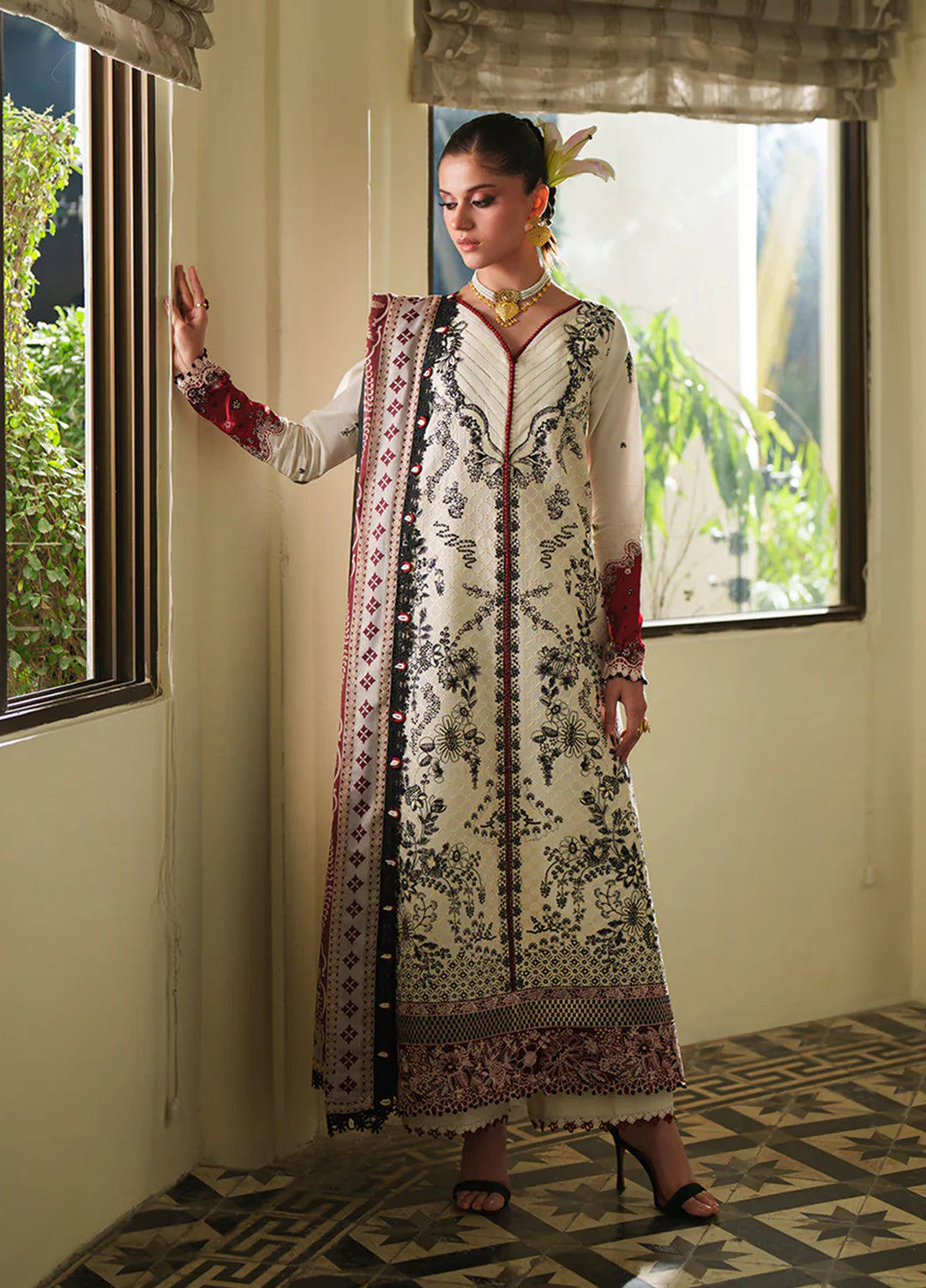 Heritage Dore by Bin Ilyas Unstitched Embroidered Lawn 3 Piece Suit BI26UHD 17-1A - Summer Collection