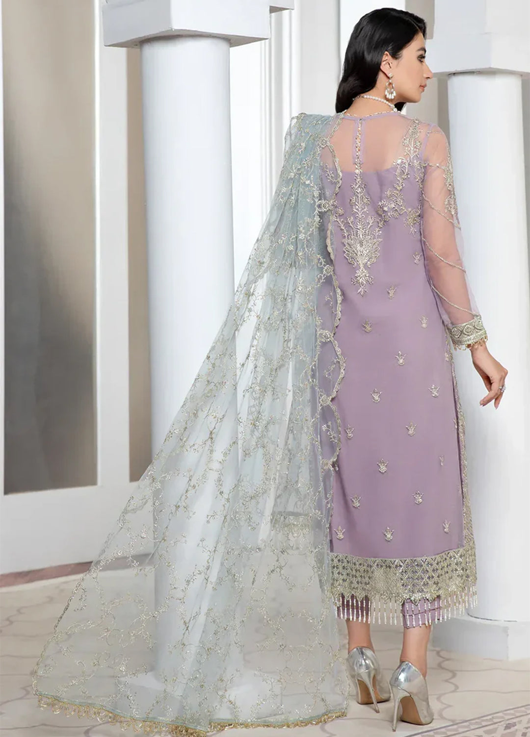 Pareesia by Zarif Embroidered  Suits Unstitched 3 Piece ZR25UF ZP 07 LILAC - Luxury Collection