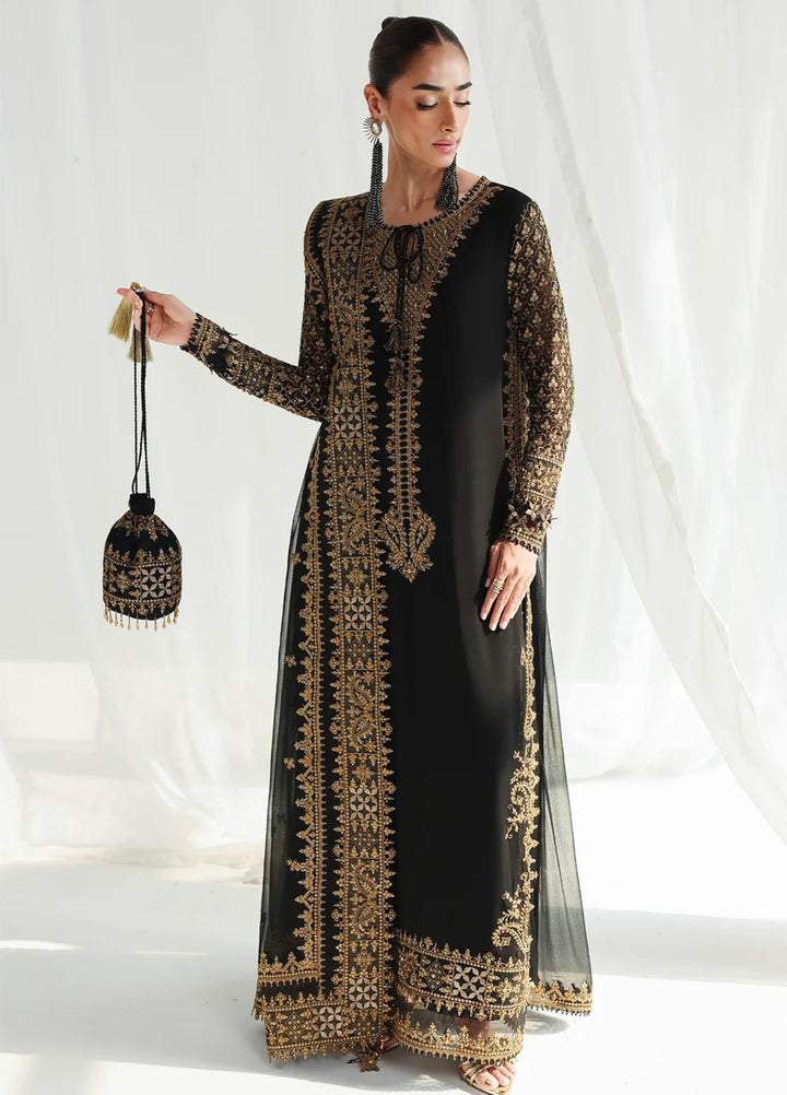 Qalamkar Unstitched Embroidered Chiffon 3 Piece Suit QLK26UCF Waliya QCC-06 - Festive Collection