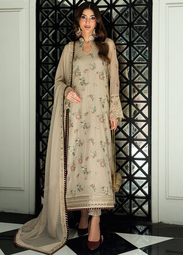 Maison d'or by Sahane RTW Embroidered Chiffon 3 Piece Suit CT 27005P Champagne - Festive Collection
