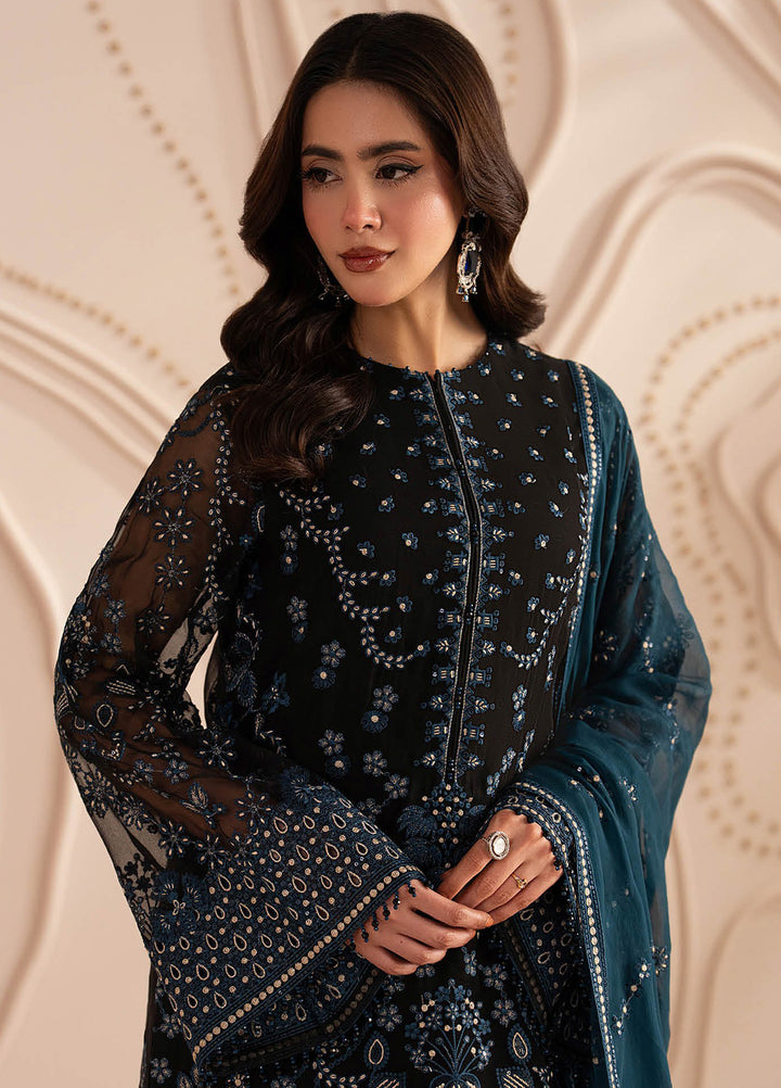 Lamisah by Lavish Premium Unstitched Embroidered Chiffon 3 Piece Suit LVP26UCL Black Noir - Festive Collection
